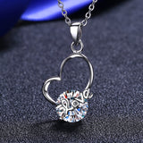 2 Carat Moissanite Heart 925 Sterling Silver Necklace 