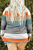Plus Size Striped Slit Long Sleeve T-Shirt 