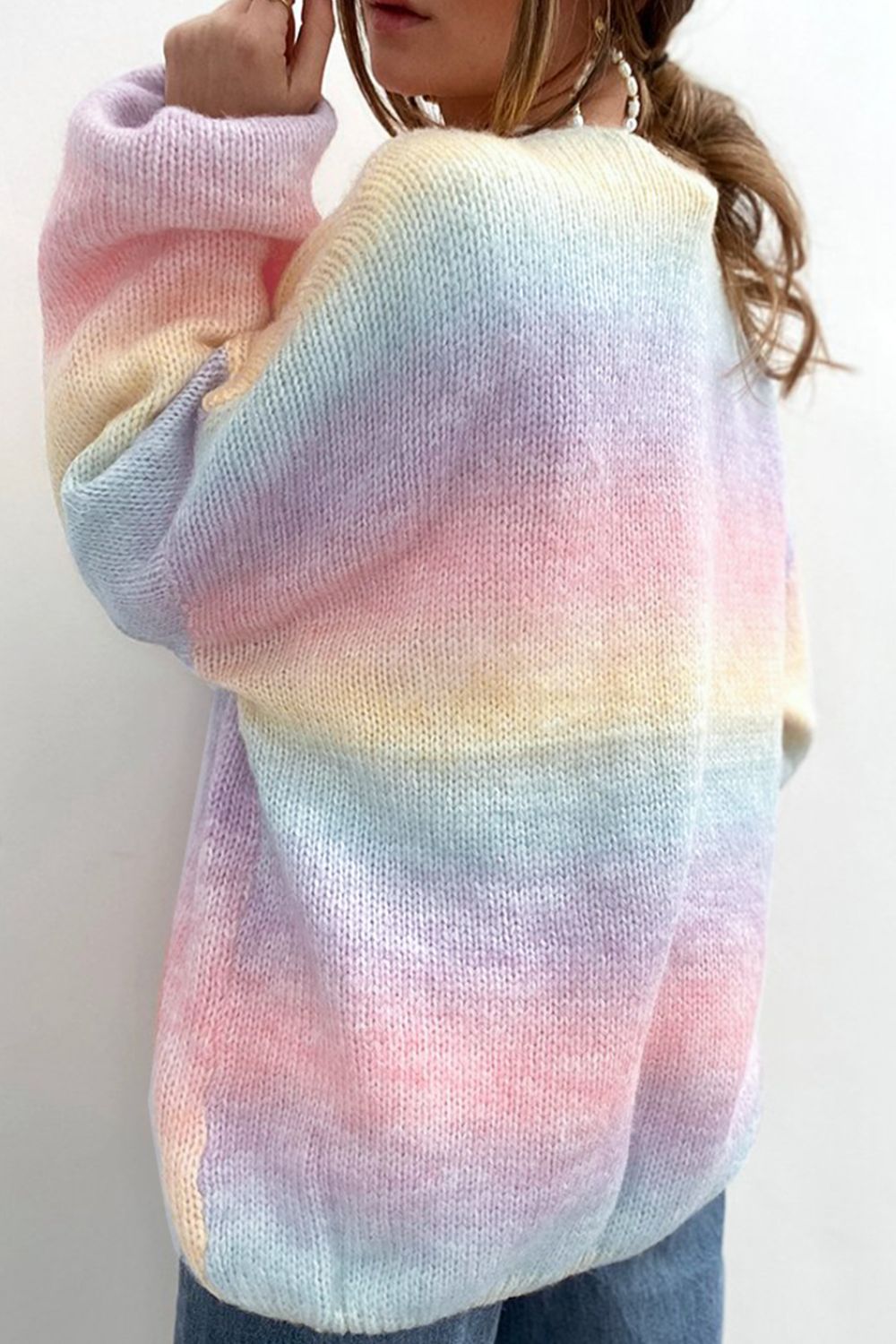 Gradient Open Front Drop Shoulder Cardigan 