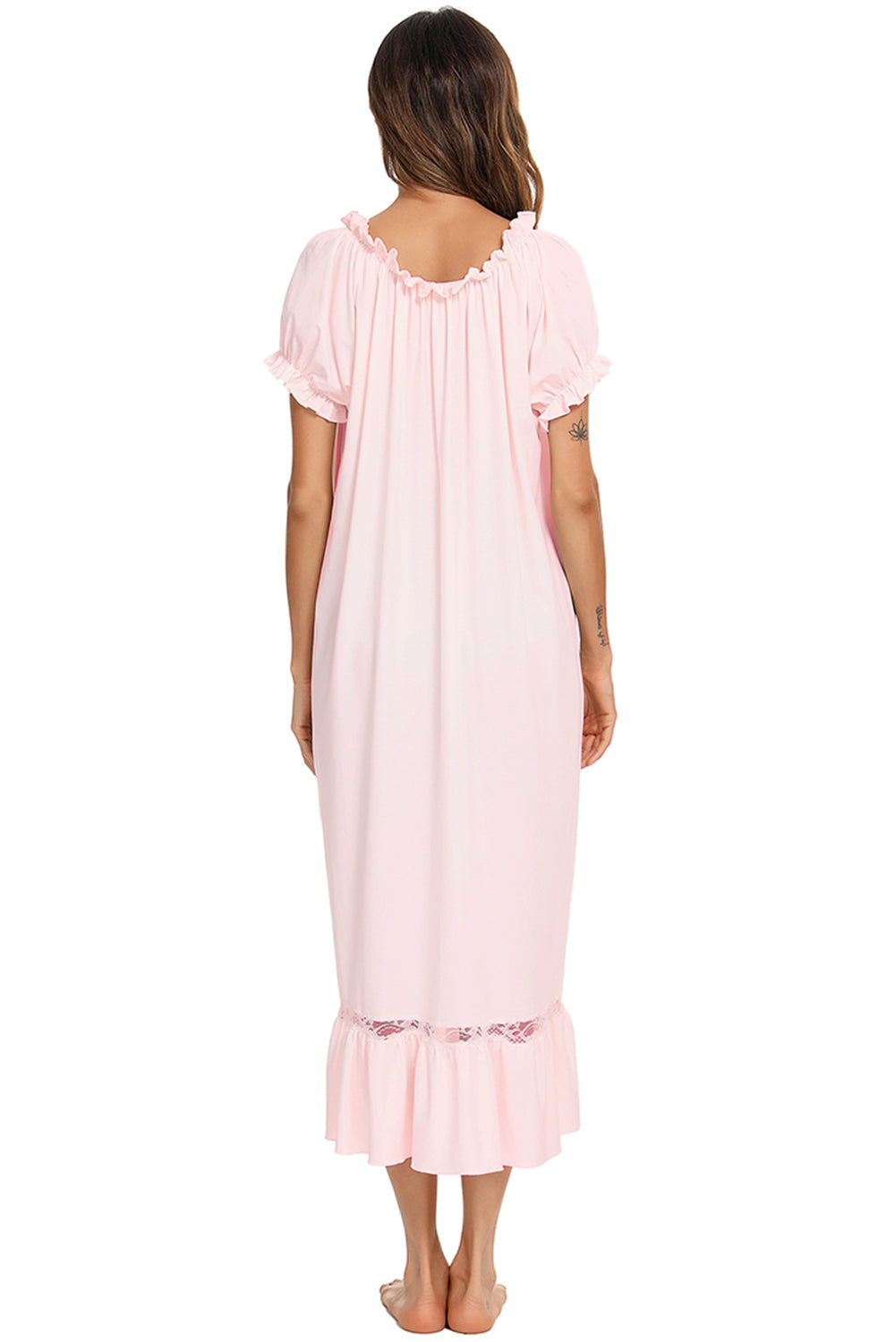 Lace Detail Short Sleeve Lounge Dress 