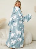 Fuzzy Pocketed Long Sleeve Hooded Lounge Dress Lingerie & Nightwear
