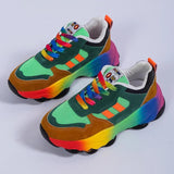Lace-Up Mesh Round Toe Platform Sneakers 