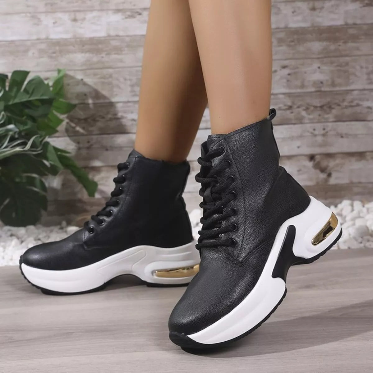 Lace Up Platform Ankle Boots 