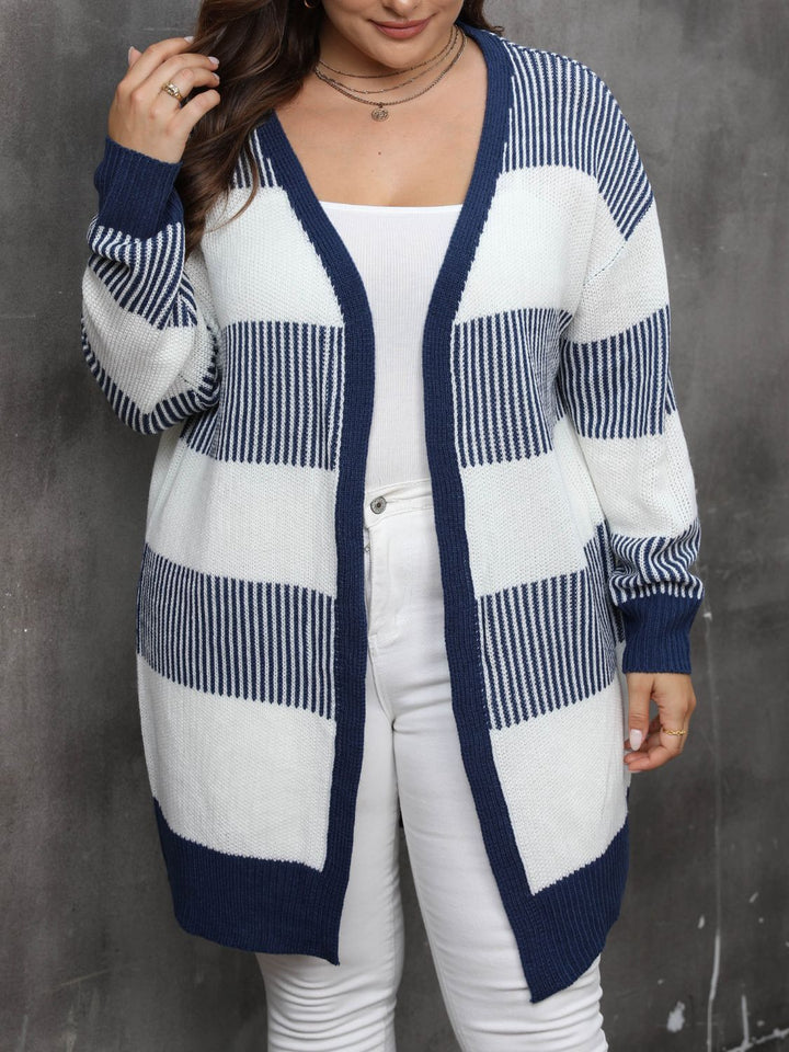 Plus Size Open Front Long Sleeve Cardigan 