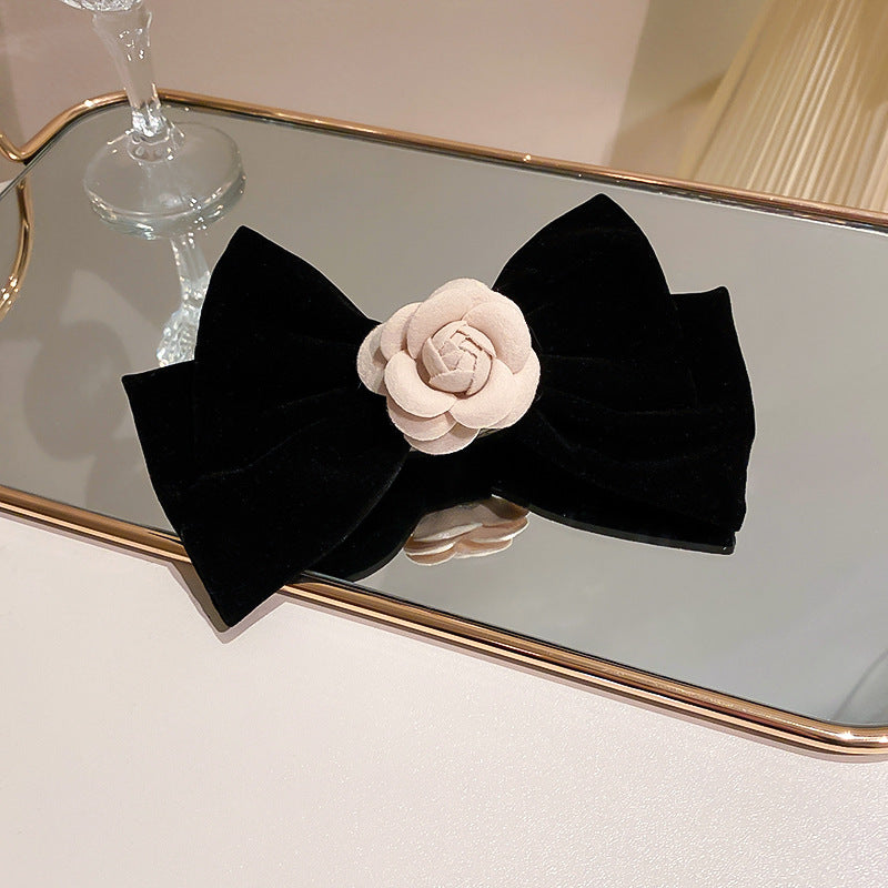 Rose Trim Bow Hair Clip 