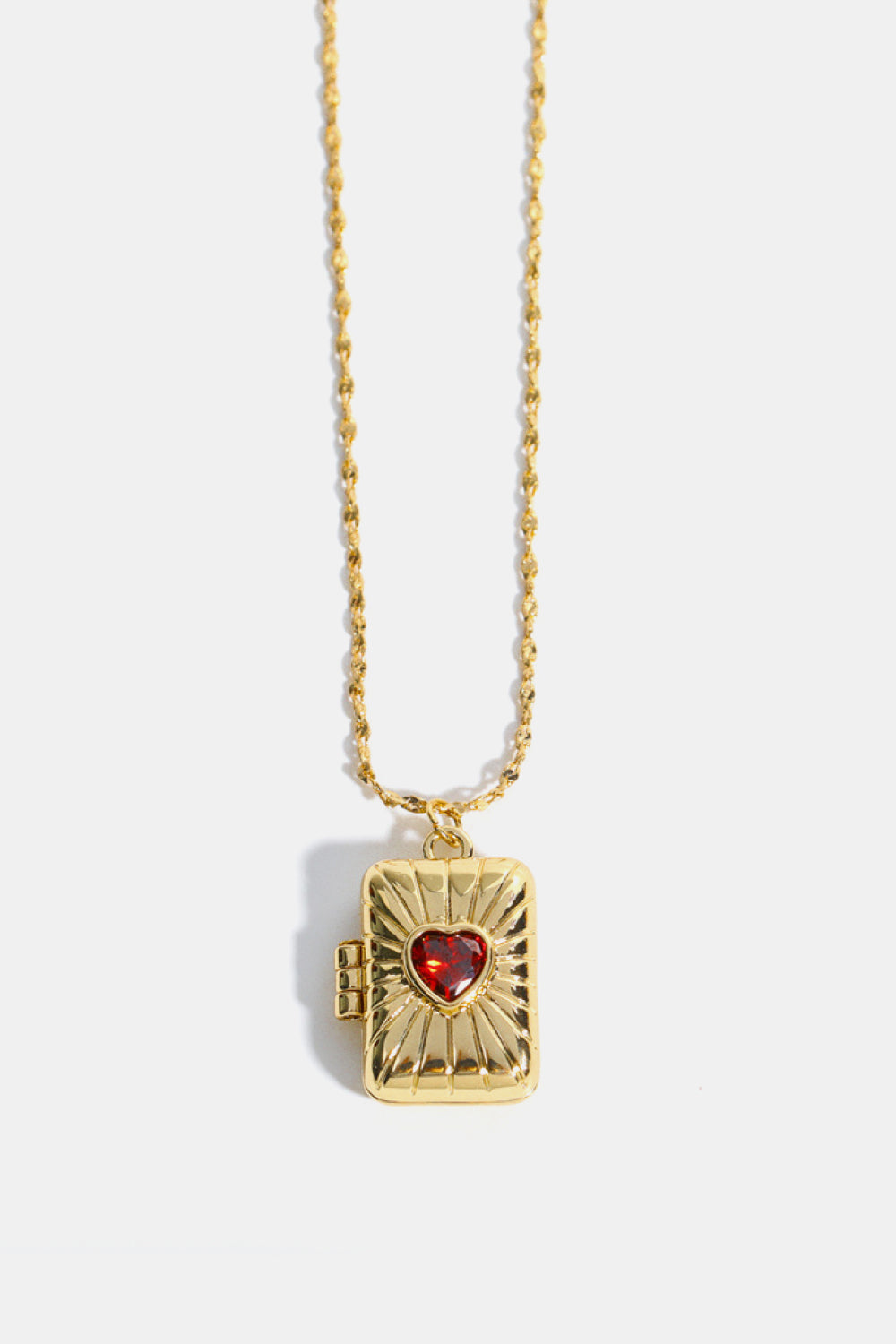 Heart Zircon Box Pendant Copper Necklace 