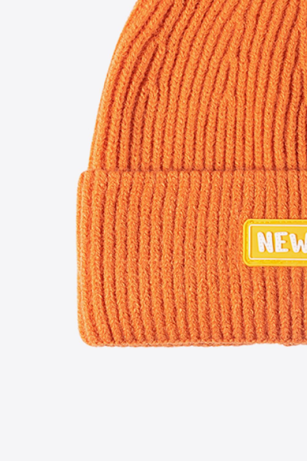 NEWYORK Patch Rib-Knit Cuffed Beanie 