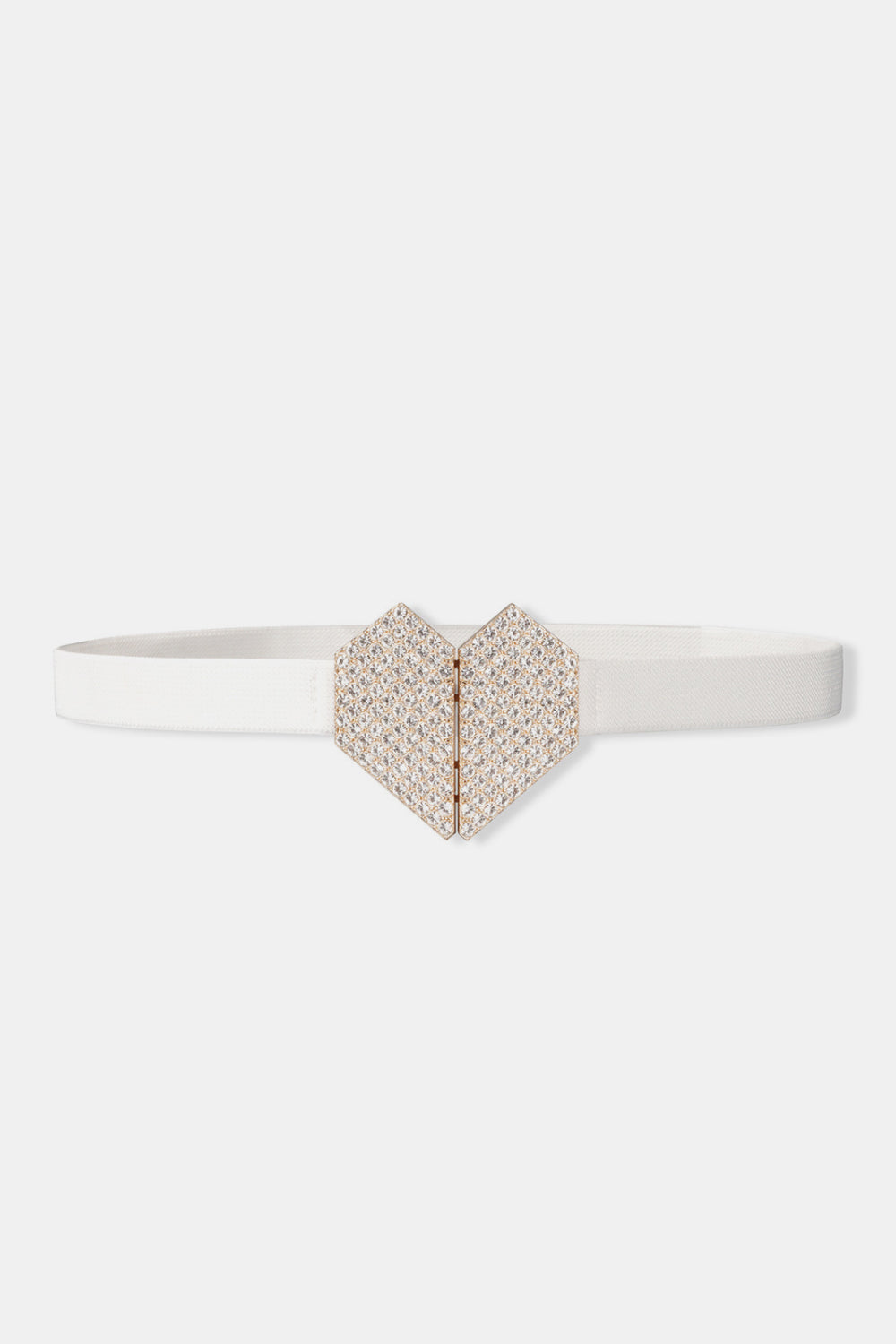 Rhinestone Heart Buckle Elastic Belt 