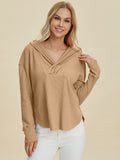 Double Take Full Size High-Low Dropped Shoulder Long Sleeve Hoodie 