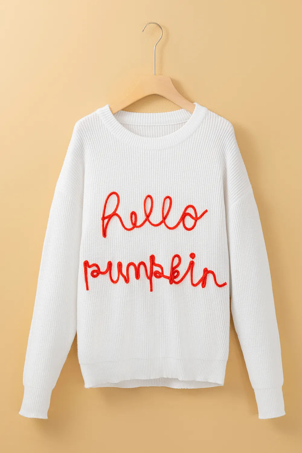 HELLO PUMPKIN Round Neck Long Sleeve Sweater 