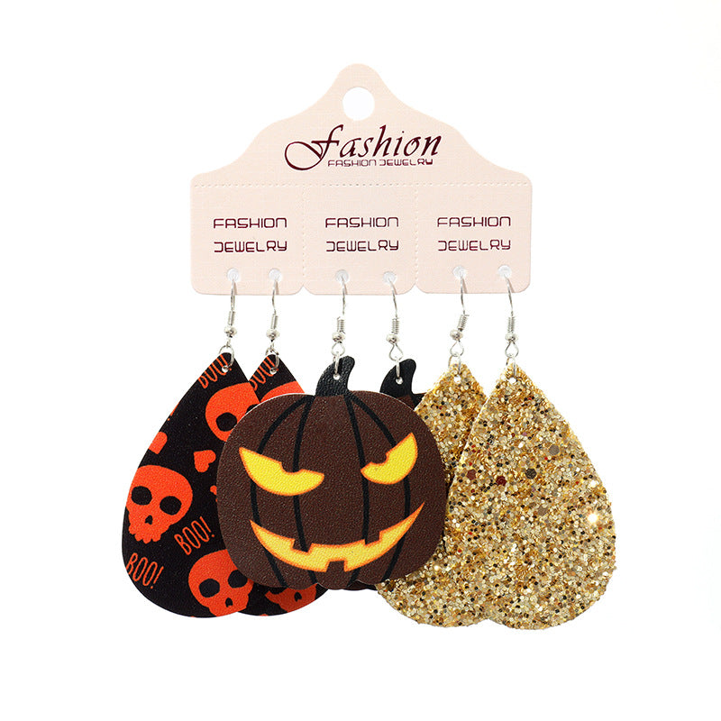Teardrop Shape Halloween Theme Dangle Earrings 