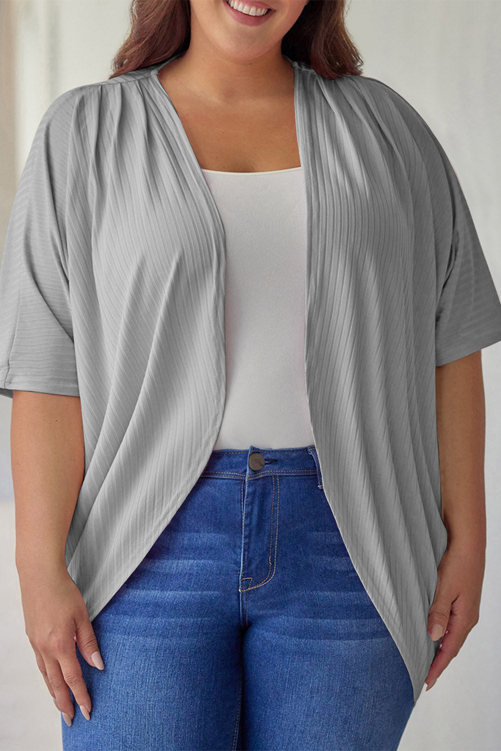 Plus Size Ribbed Cocoon Cover Up 