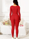Scoop Neck Long Sleeve Active Jumpsuit 