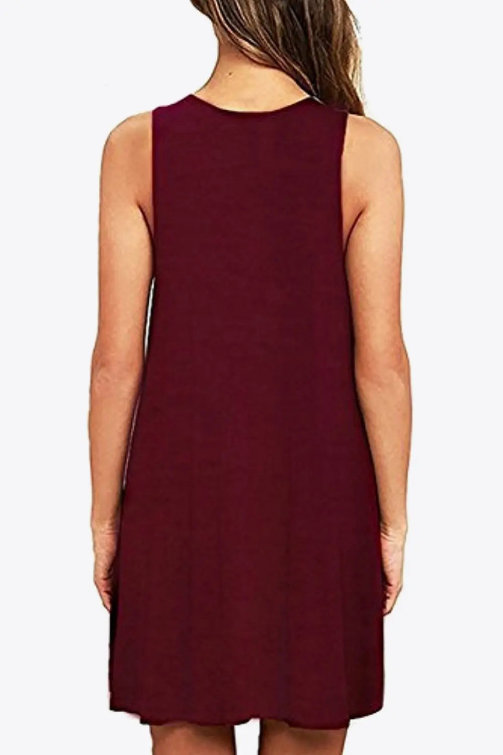 Full Size Round Neck Sleeveless Dress with Pockets 