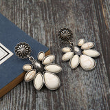 Artificial Turquoise Flower Earrings 