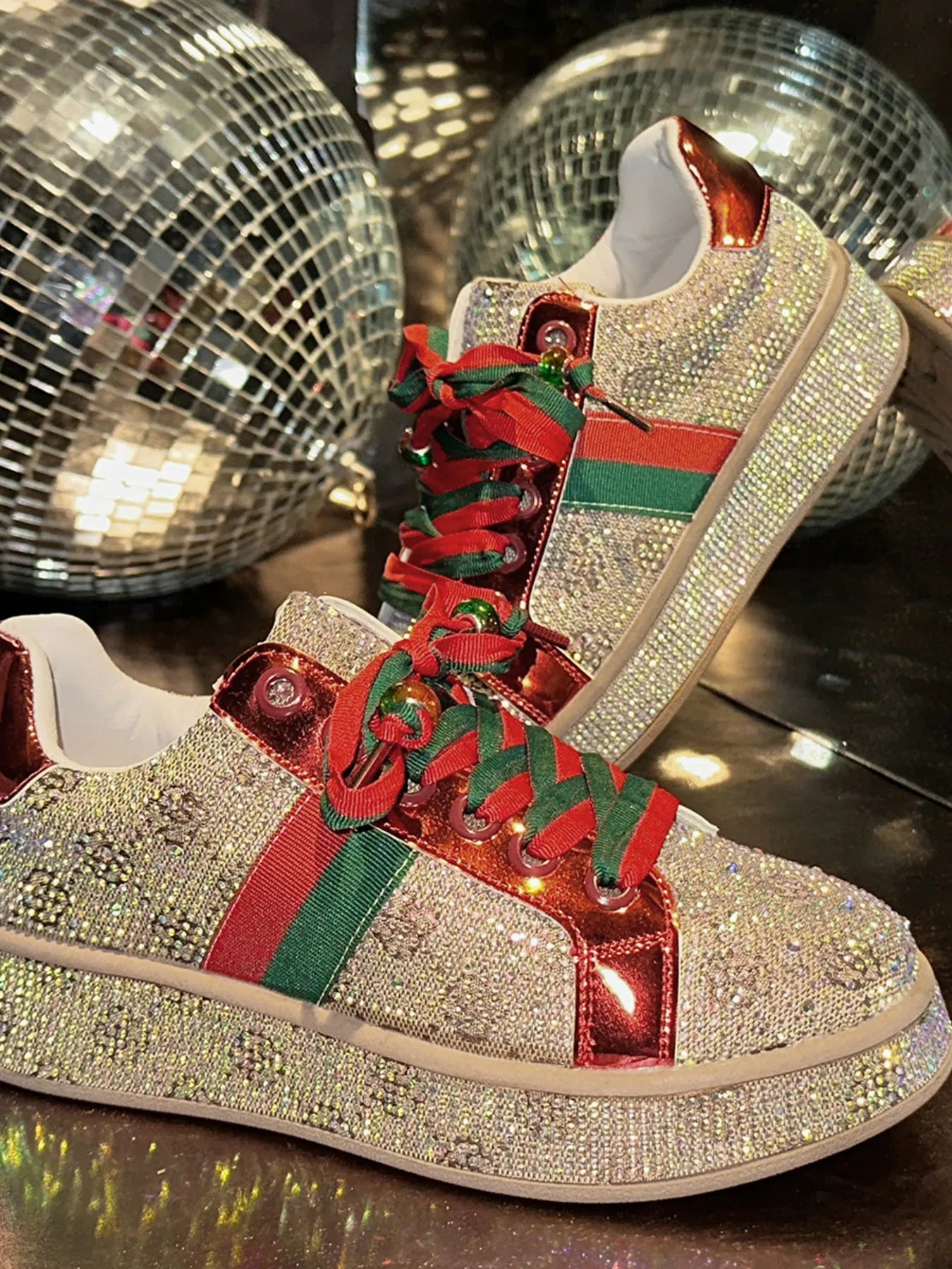 Rhinestone Round Toe Sneakers 