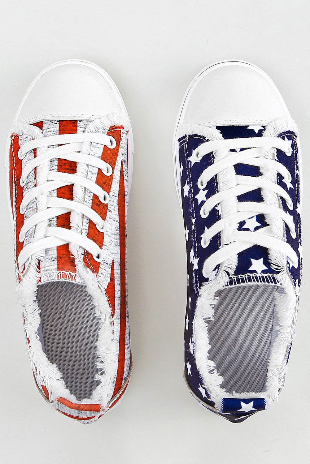 Blue American Flag Lace-up Canvas Flat Shoes Shoes & Bags/Women's Shoes