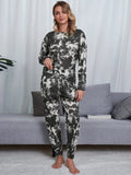 Shiny Tie-Dye Round Neck Top and Pants Lounge Set Lingerie & Nightwear