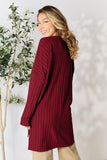 Basic Bae Full Size Ribbed Round Neck Long Sleeve Slit Top 