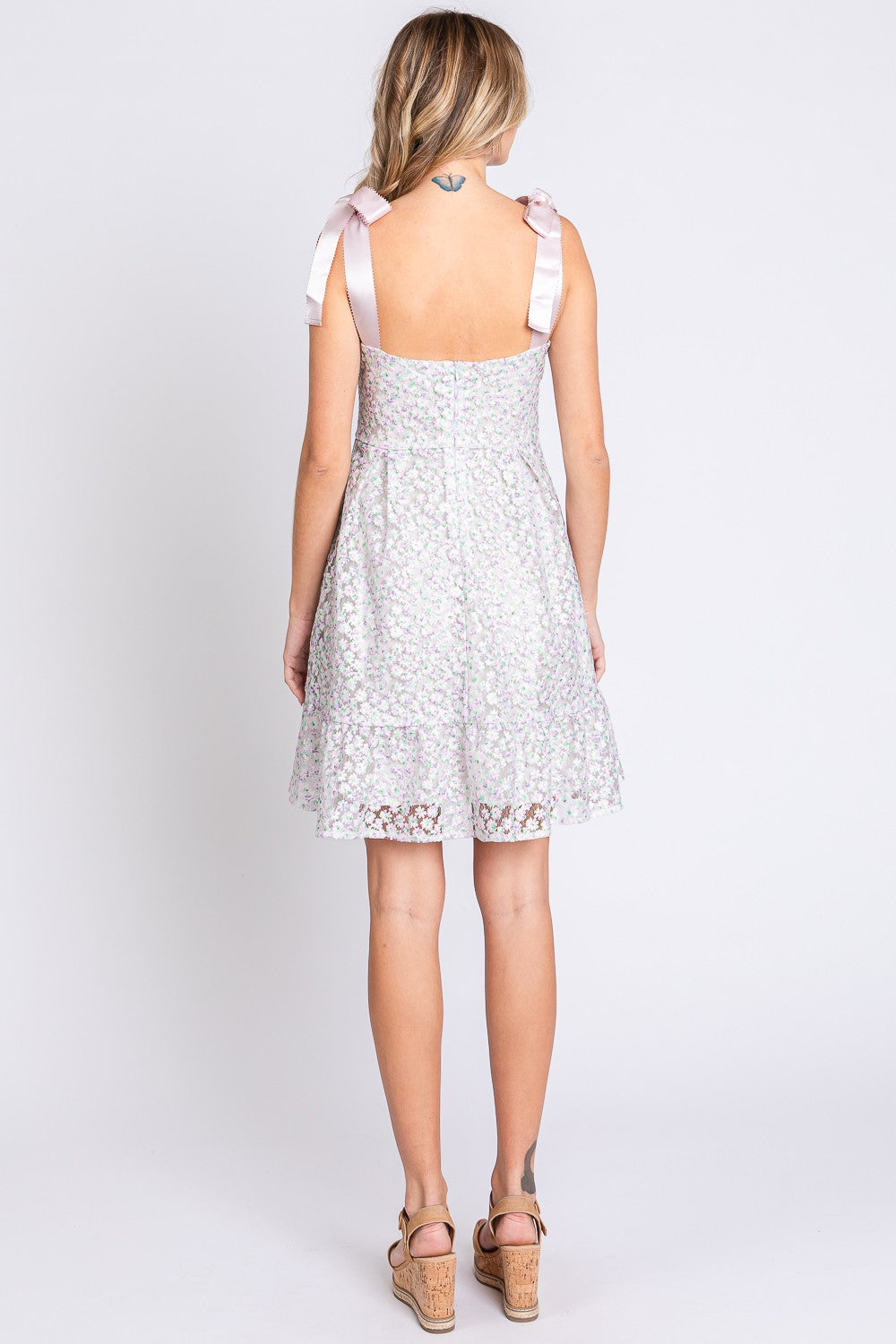 GeeGee Mesh Floral Embroidered Sleeveless Dress 