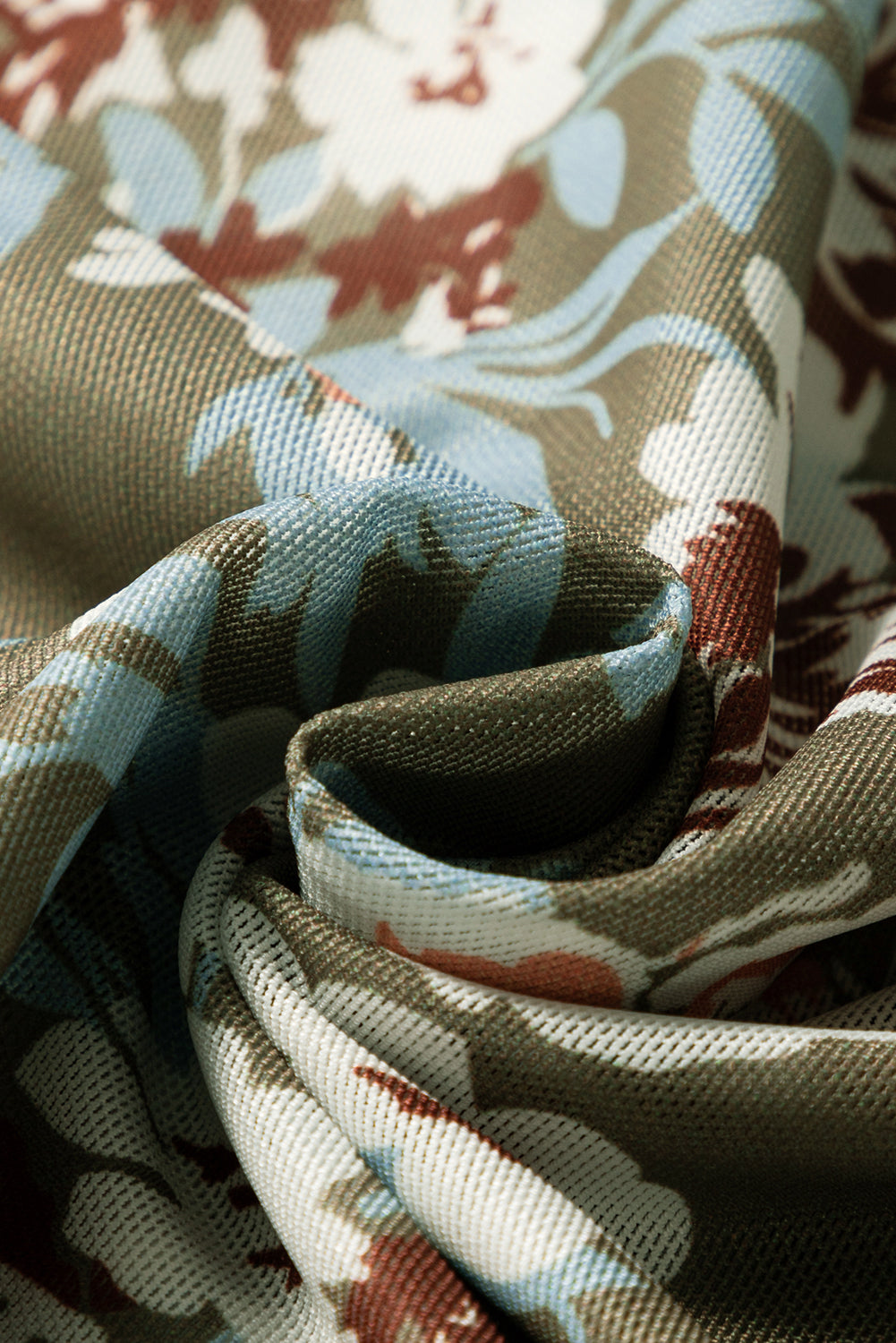 Green Floral Print Mesh Fitted Long Sleeve Top Tops/Long Sleeve Tops