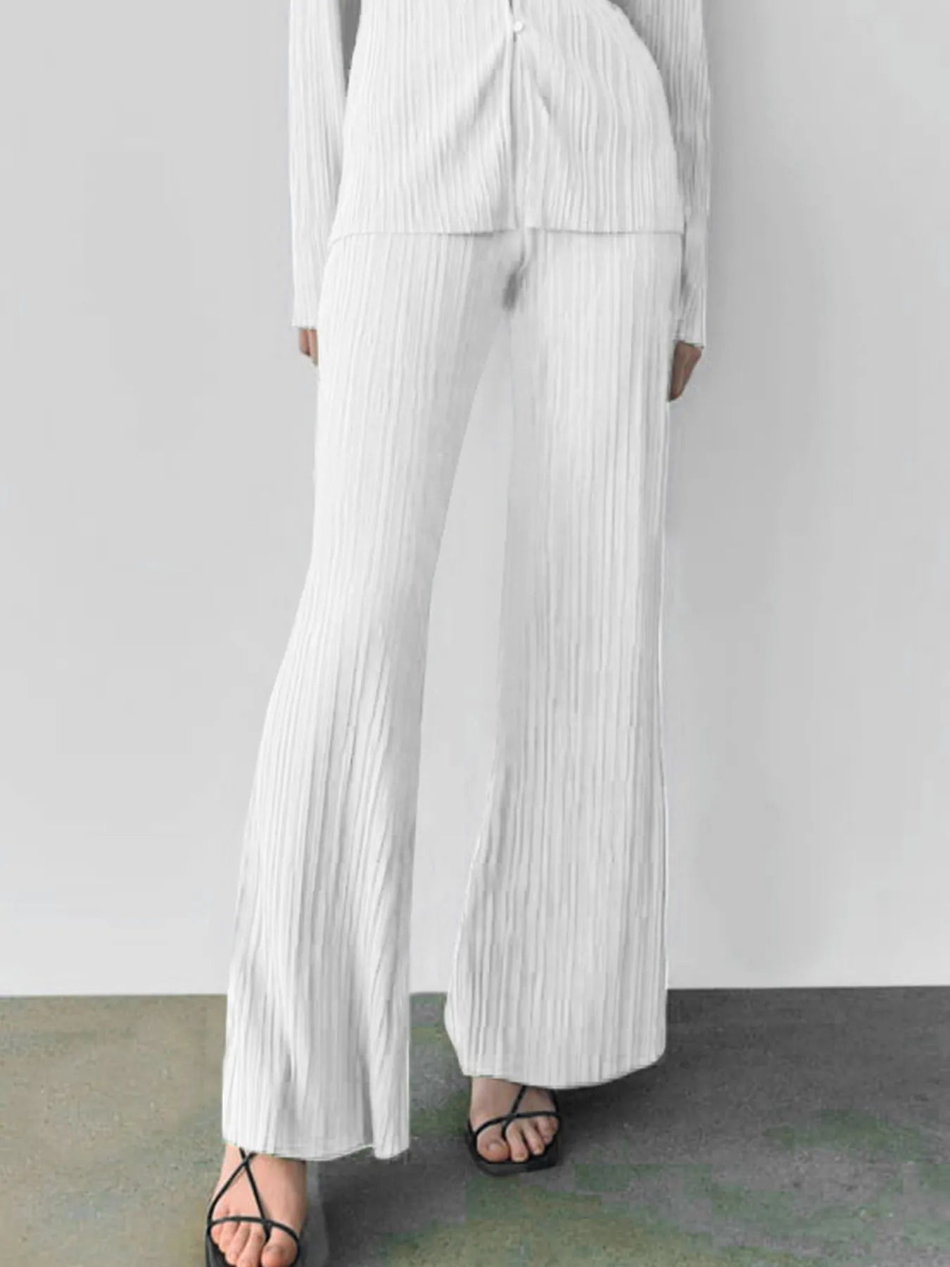 Texture Long Sleeve Top and Pants Lounge Set Lingerie & Nightwear