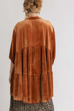 Umgee Full Size Button Down Tiered Back High Low Shirt 