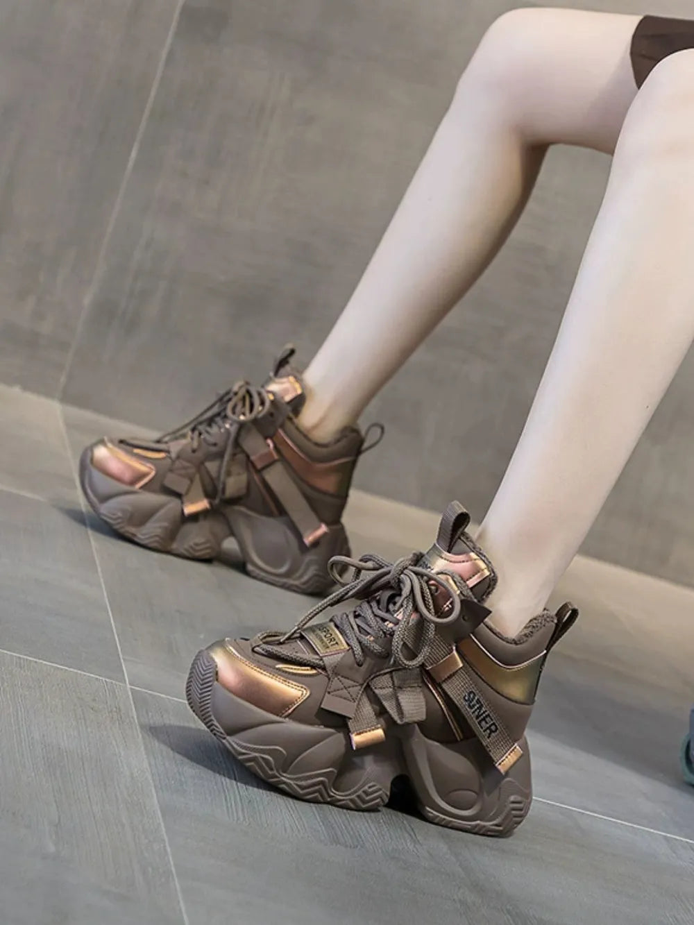 Chunky Platform Lace Up Sneakers 