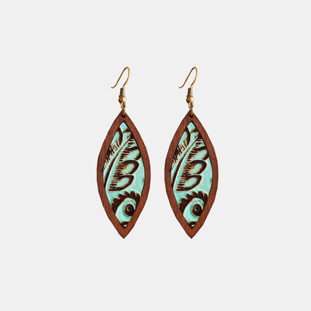 Geometrical Shape Wooden Dangle Earrings 