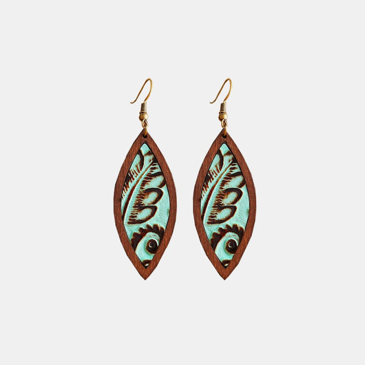 Geometrical Shape Wooden Dangle Earrings 