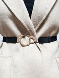 Double Ring Buckle Elastic PU Belt 