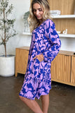 Double Take Full Size Printed Ruffle Hem Dress with Pocket 