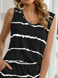 Striped Round Neck Tank and Shorts Lounge Set Lingerie & Nightwear