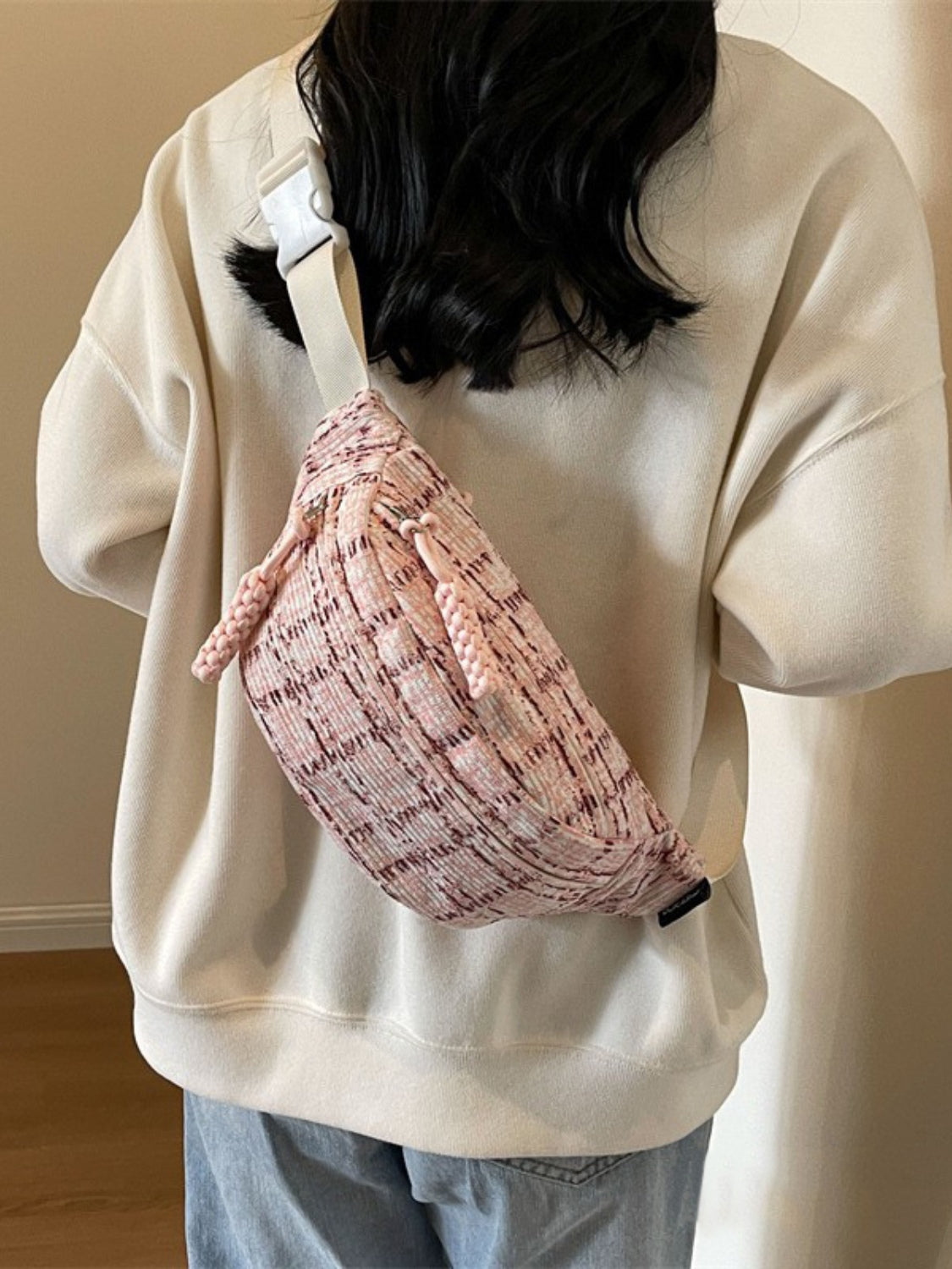 Contrast Plaid Polyester Crossbody Bag 