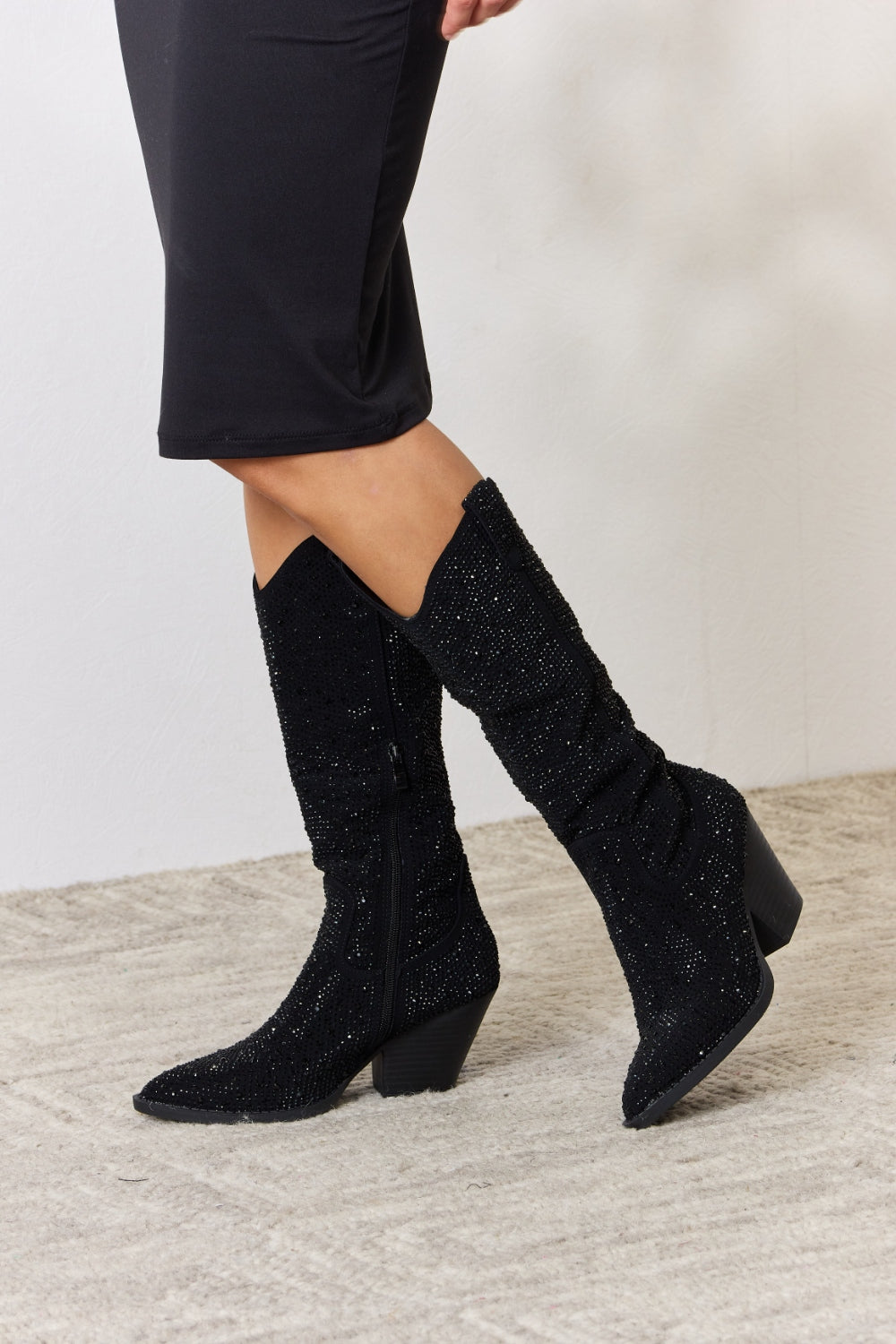 Forever Link Rhinestone Knee High Cowboy Boots 