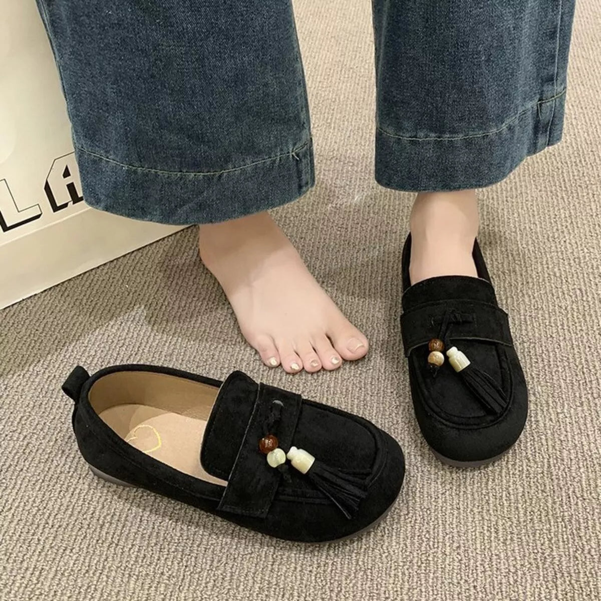 Tassel Round Toe Slip-Ons 
