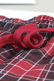 Round Neck Top and Drawstring Plaid Pants Lounge Set Lingerie & Nightwear