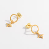 925 Sterling Silver Zircon Dangle Earrings 