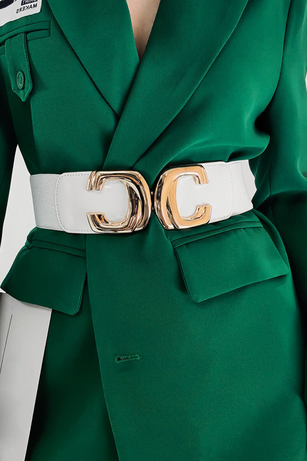 Zinc Alloy Buckle Elastic Wide Belt 