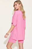 Basic Bae Full Size V-Neck Drop Shoulder T-Shirt and Shorts Set 