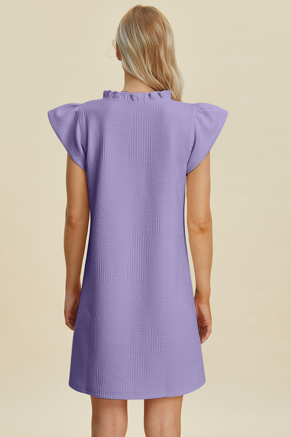 Double Take Full Size Ruffled V-Neck Cap Sleeve Dress 