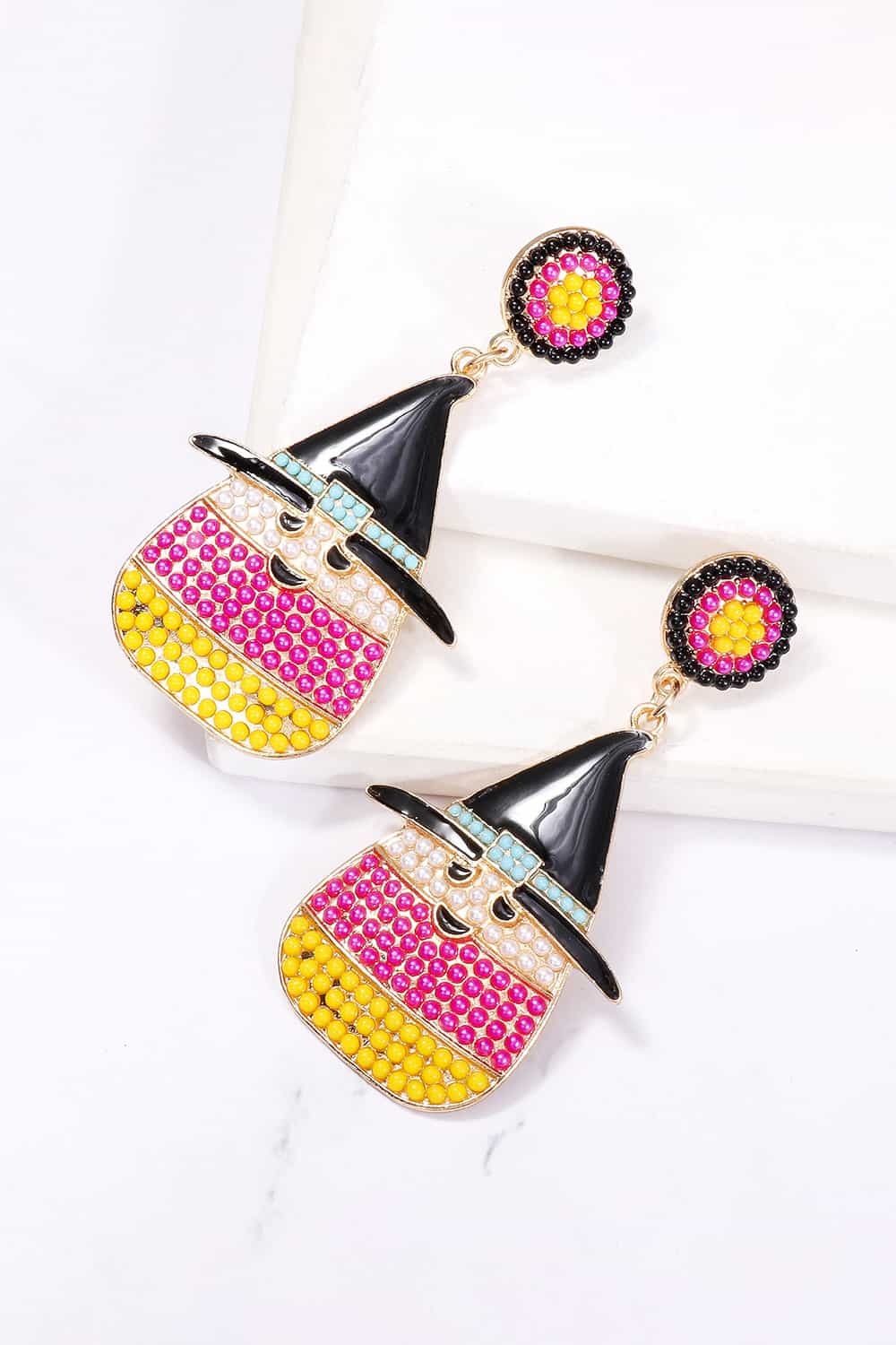 Witch's Hat Shape Synthetic Pearl Dangle Earrings 