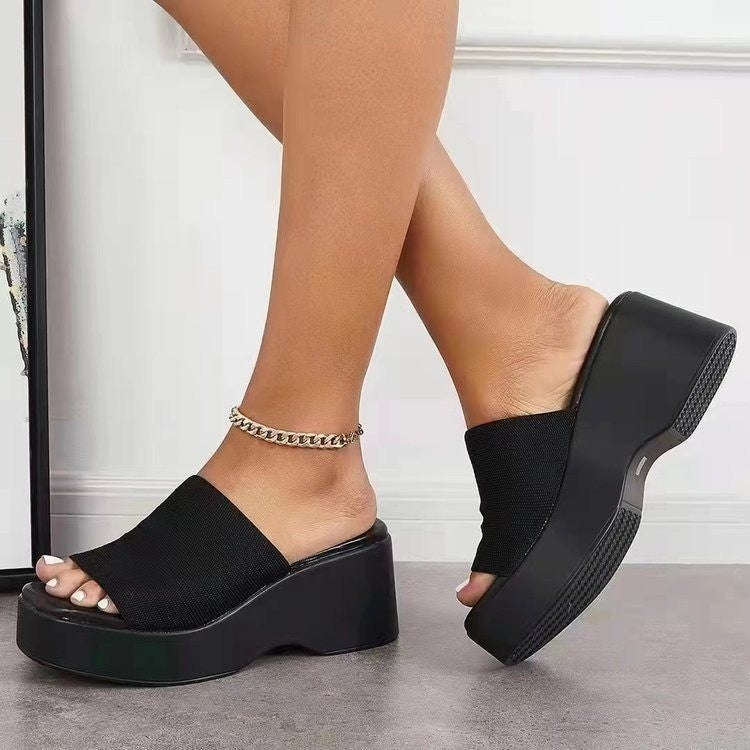Open Toe Platform Cloth Sandals 