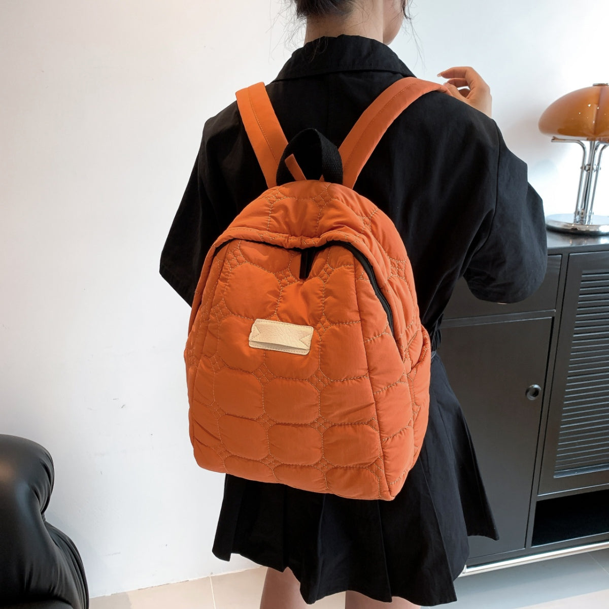 Quilted Polyester Backpack Bag 