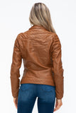 YMI Faux Layered Double-Zipper Jacket with Fuzzy Hood 