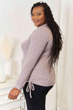 Double Take Drawstring Ribbed Long Sleeve T-Shirt 