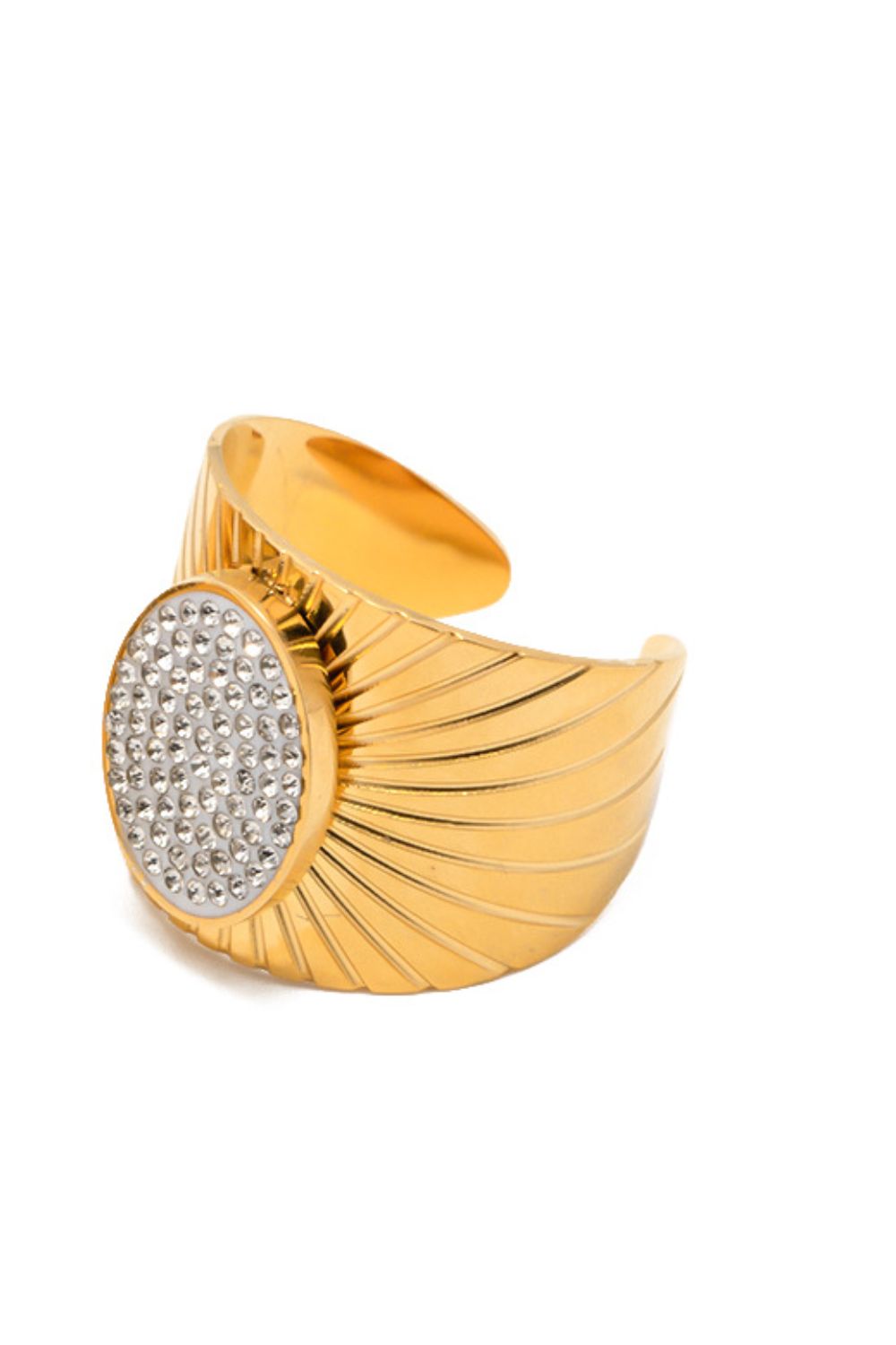 Wide Band Stainless Steel Open Ring 