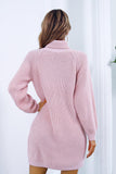 Buttoned Turtleneck Long Sleeve Sweater Dress Dresses
