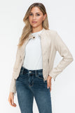 Snobbish PU Leather Zip Up Jacket with Pockets 