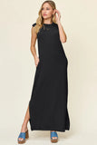Double Take Full Size Texture Mock Neck Sleeveless Maxi Dress 